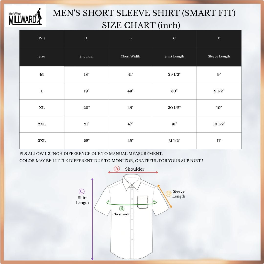 MILLWARD Men’s Short Sleeve Shirt Plain Design