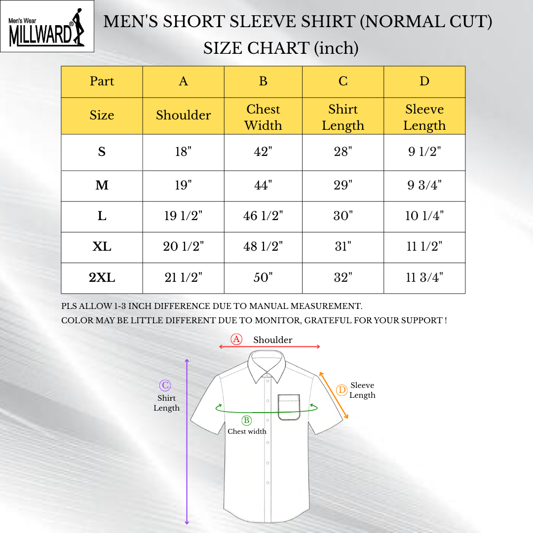Brand Millward Men's Shirt Short Sleeve [RegularFit] / Kemeja Lelaki Lengan Pendek ) [RegularFit] Brown  & M.Blue