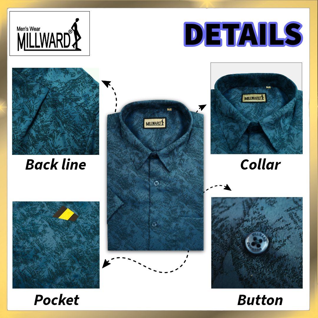Brand Millward Men's Shirt Short Sleeve [RegularFit] / Kemeja Lelaki Lengan Pendek ) [RegularFit] (Red & Blue)