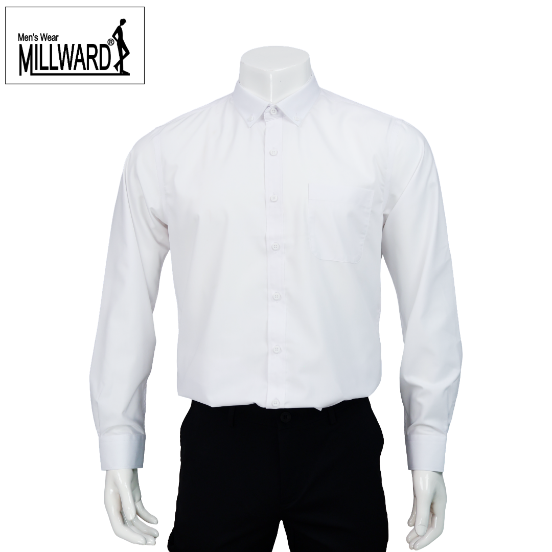 Brand Millward Men's Shirt Long Sleeve (Black/White) [SmartFit]  / Kemeja Lelaki Lengan Panjang (Hitam/Putih) [SmartFit]