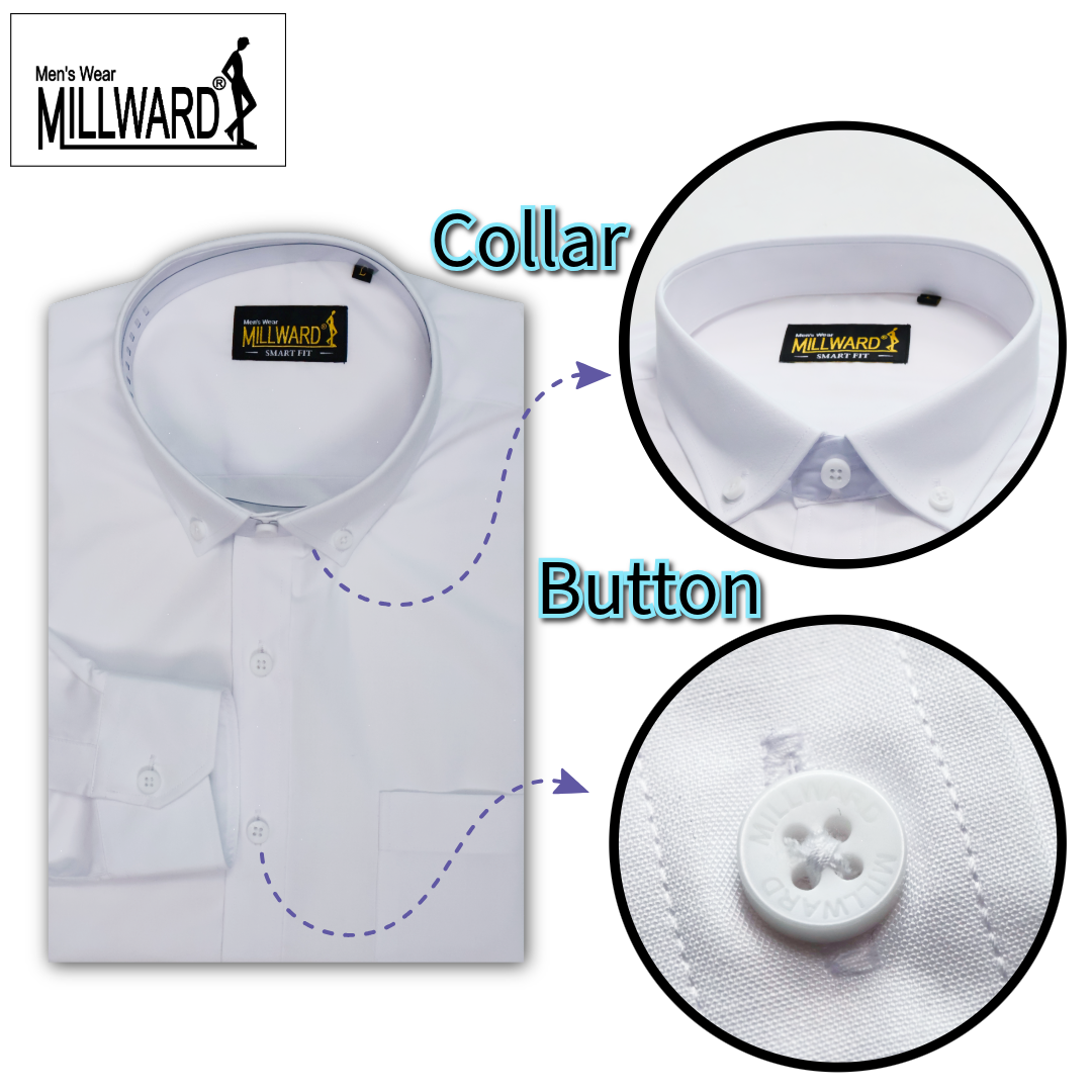 Brand Millward Men's Shirt Long Sleeve (Black/White) [SmartFit]  / Kemeja Lelaki Lengan Panjang (Hitam/Putih) [SmartFit]
