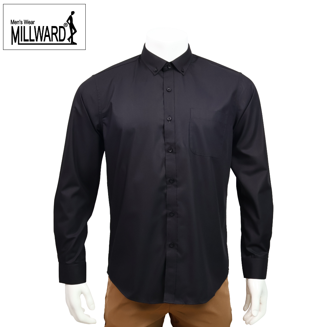 Brand Millward Men's Shirt Long Sleeve (Black/White) [SmartFit]  / Kemeja Lelaki Lengan Panjang (Hitam/Putih) [SmartFit]
