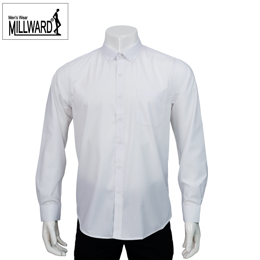 Brand Millward Men's Shirt Long Sleeve (Black/White) [SmartFit]  / Kemeja Lelaki Lengan Panjang (Hitam/Putih) [SmartFit]