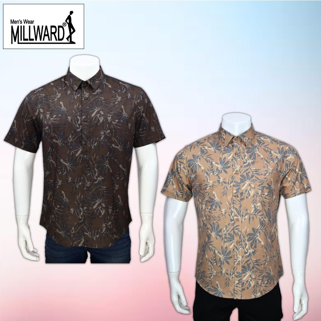 Brand Millward Shirt Short Sleeve Slim Fit Leaf Pattern Collection / Baju kemeja Lengan Pendek Koleksi Millward Slim Fit Corak Daun