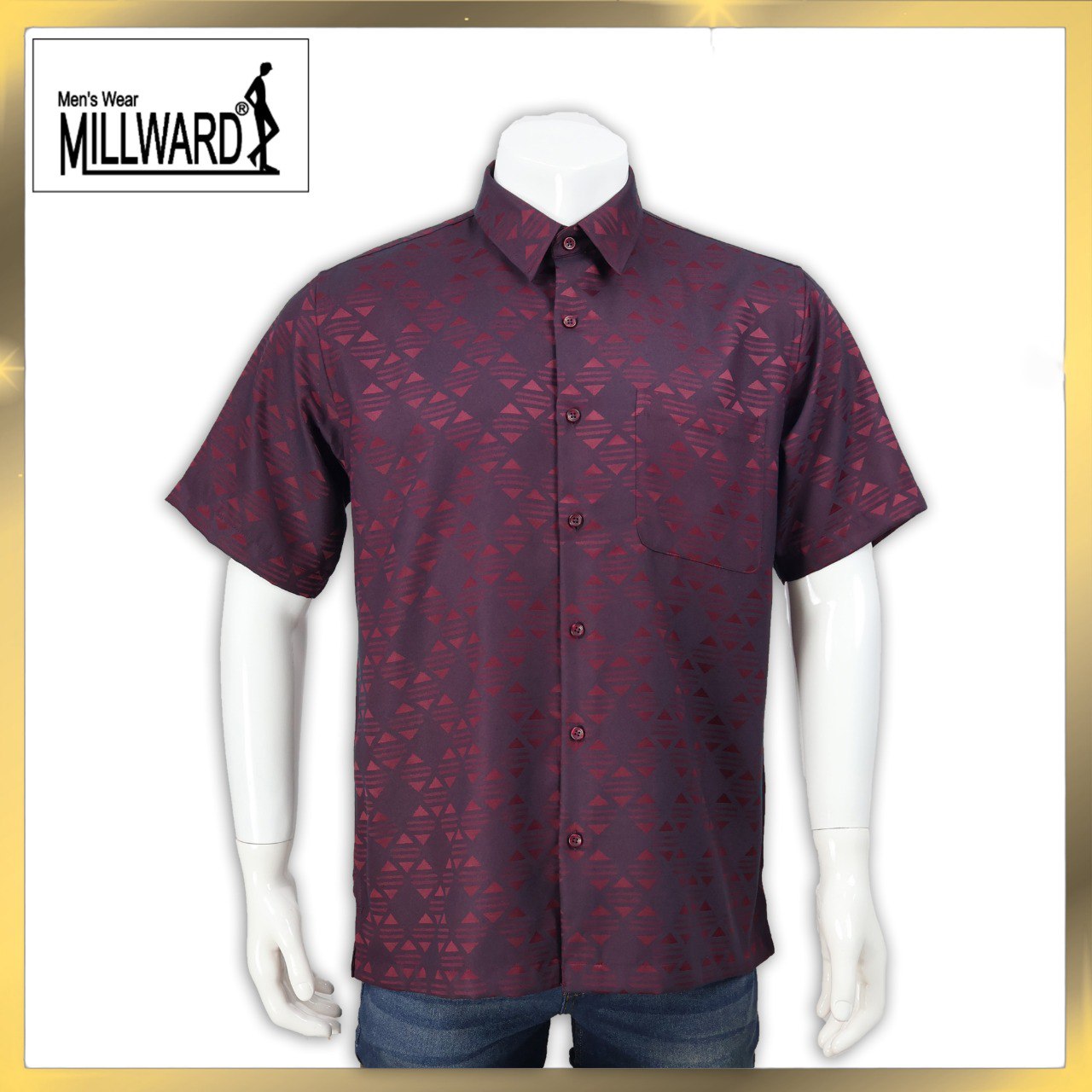 Brand Millward Men's Shirt Short Sleeve [RegularFit] / Kemeja Lelaki Lengan Pendek ) [RegularFit] (Violet & Admiral)