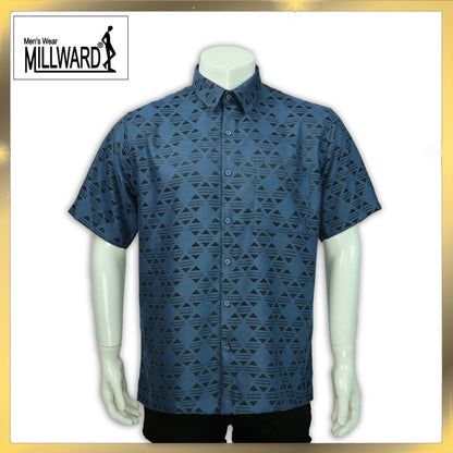 Brand Millward Men's Shirt Short Sleeve [RegularFit] / Kemeja Lelaki Lengan Pendek ) [RegularFit] (Violet & Admiral)