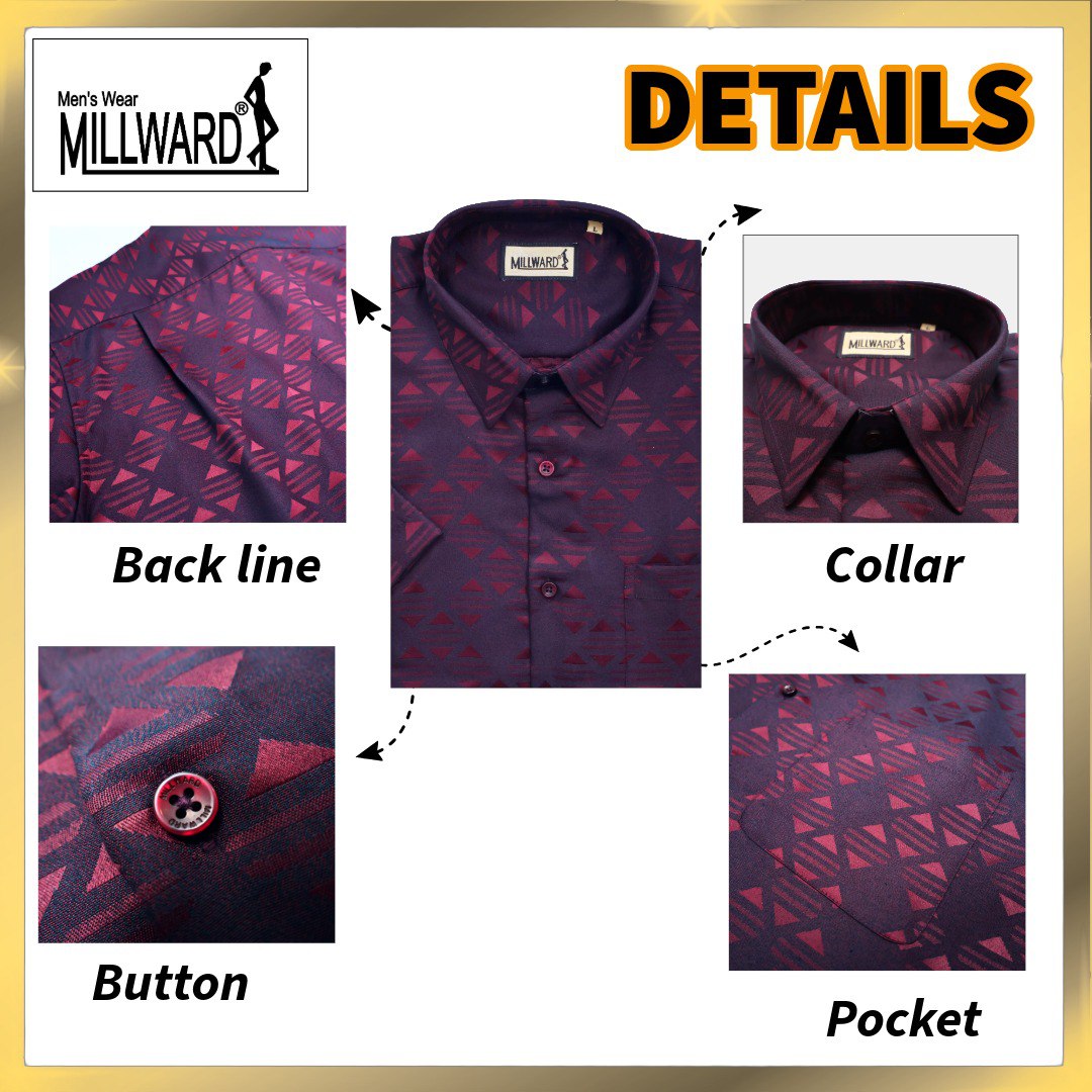 Brand Millward Men's Shirt Short Sleeve [RegularFit] / Kemeja Lelaki Lengan Pendek ) [RegularFit] (Violet & Admiral)