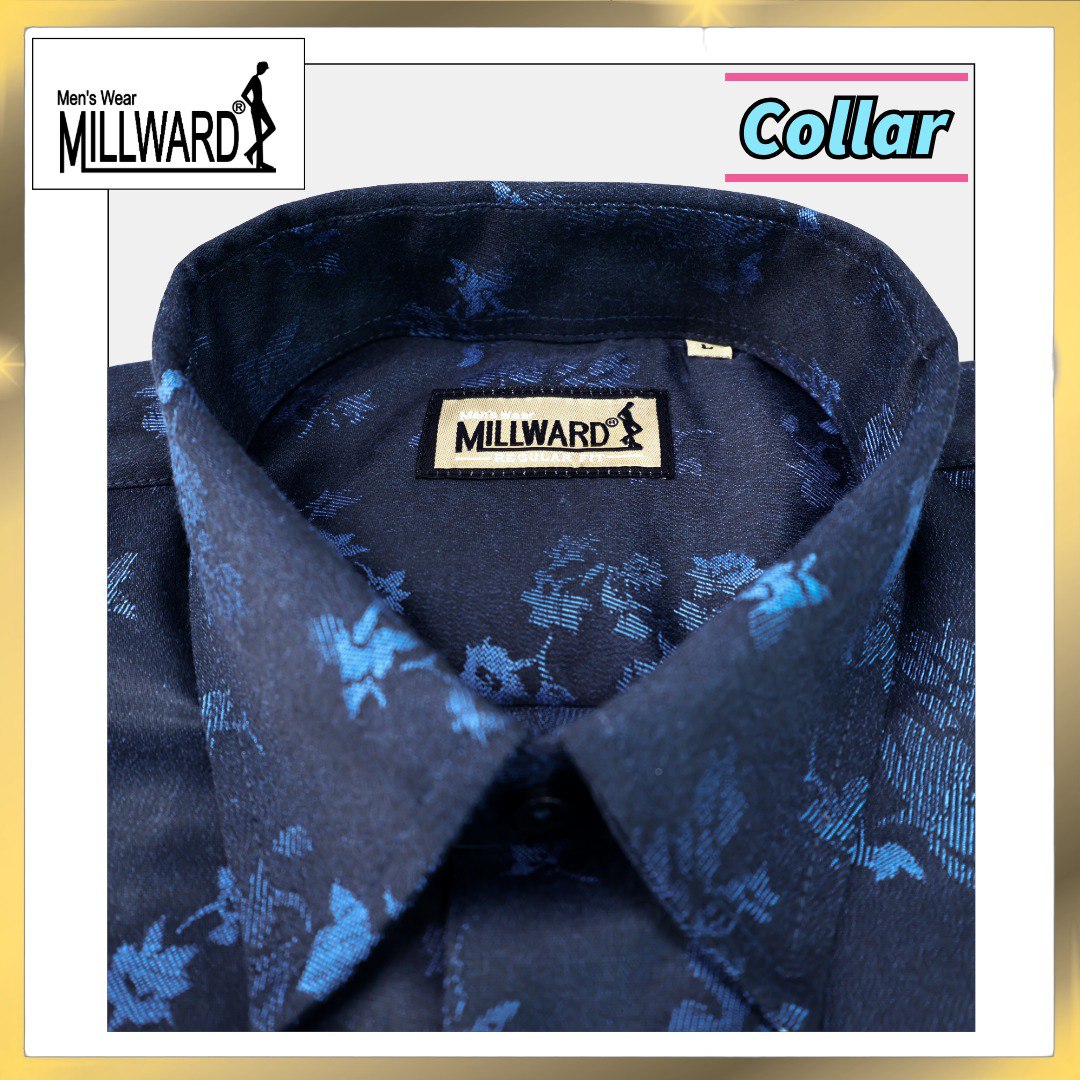 Brand Millward Men's Shirt Short Sleeve [RegularFit] / Kemeja Lelaki Lengan Pendek ) [RegularFit] (Navy & Red)