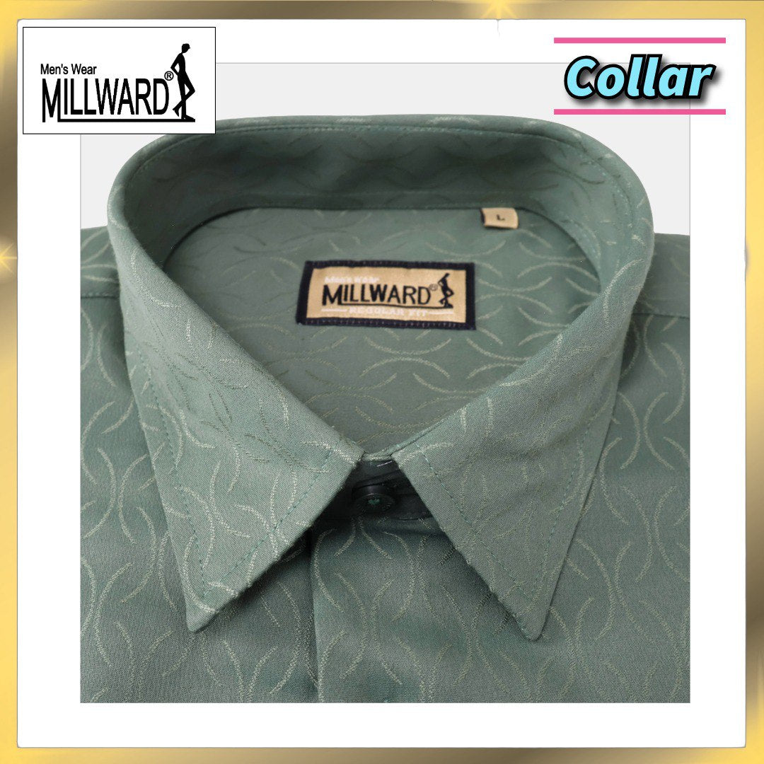 Brand Millward Men's Shirt Short Sleeve [RegularFit] / Kemeja Lelaki Lengan Pendek ) [RegularFit] (Green & Light Grey)