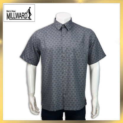 Brand Millward Men's Shirt Short Sleeve [RegularFit] / Kemeja Lelaki Lengan Pendek ) [RegularFit] (Green & Light Grey)