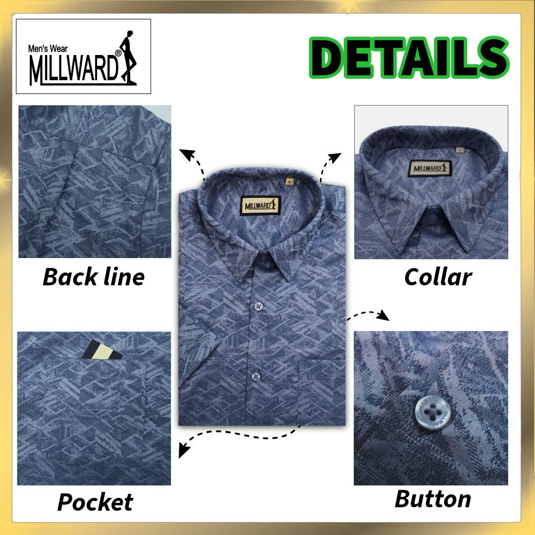 Brand Millward Men's Shirt Short Sleeve [RegularFit] / Kemeja Lelaki Lengan Pendek ) [RegularFit] (Red& Blue Grey)