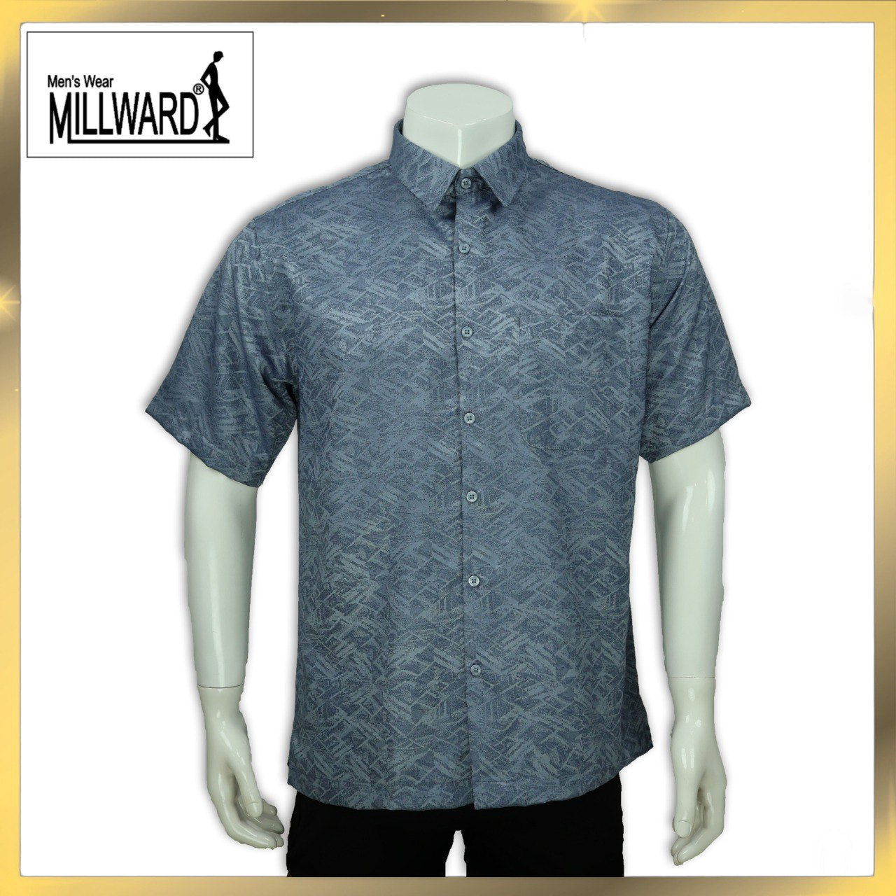 Brand Millward Men's Shirt Short Sleeve [RegularFit] / Kemeja Lelaki Lengan Pendek ) [RegularFit] (Red& Blue Grey)