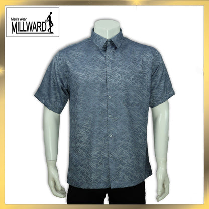 Brand Millward Men's Shirt Short Sleeve [RegularFit] / Kemeja Lelaki Lengan Pendek ) [RegularFit] (Red& Blue Grey)