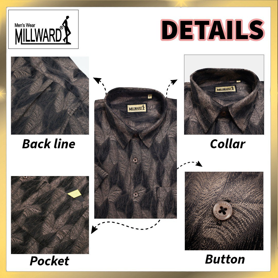 Brand Millward Men's Shirt Short Sleeve [RegularFit] / Kemeja Lelaki Lengan Pendek ) [RegularFit] (Dark Purple & Brown)