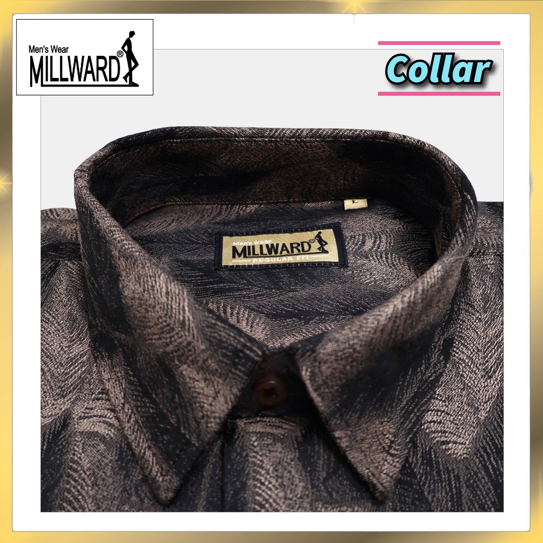 Brand Millward Men's Shirt Short Sleeve [RegularFit] / Kemeja Lelaki Lengan Pendek ) [RegularFit] (Dark Purple & Brown)