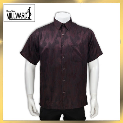 Brand Millward Men's Shirt Short Sleeve [RegularFit] / Kemeja Lelaki Lengan Pendek ) [RegularFit] (Dark Purple & Brown)