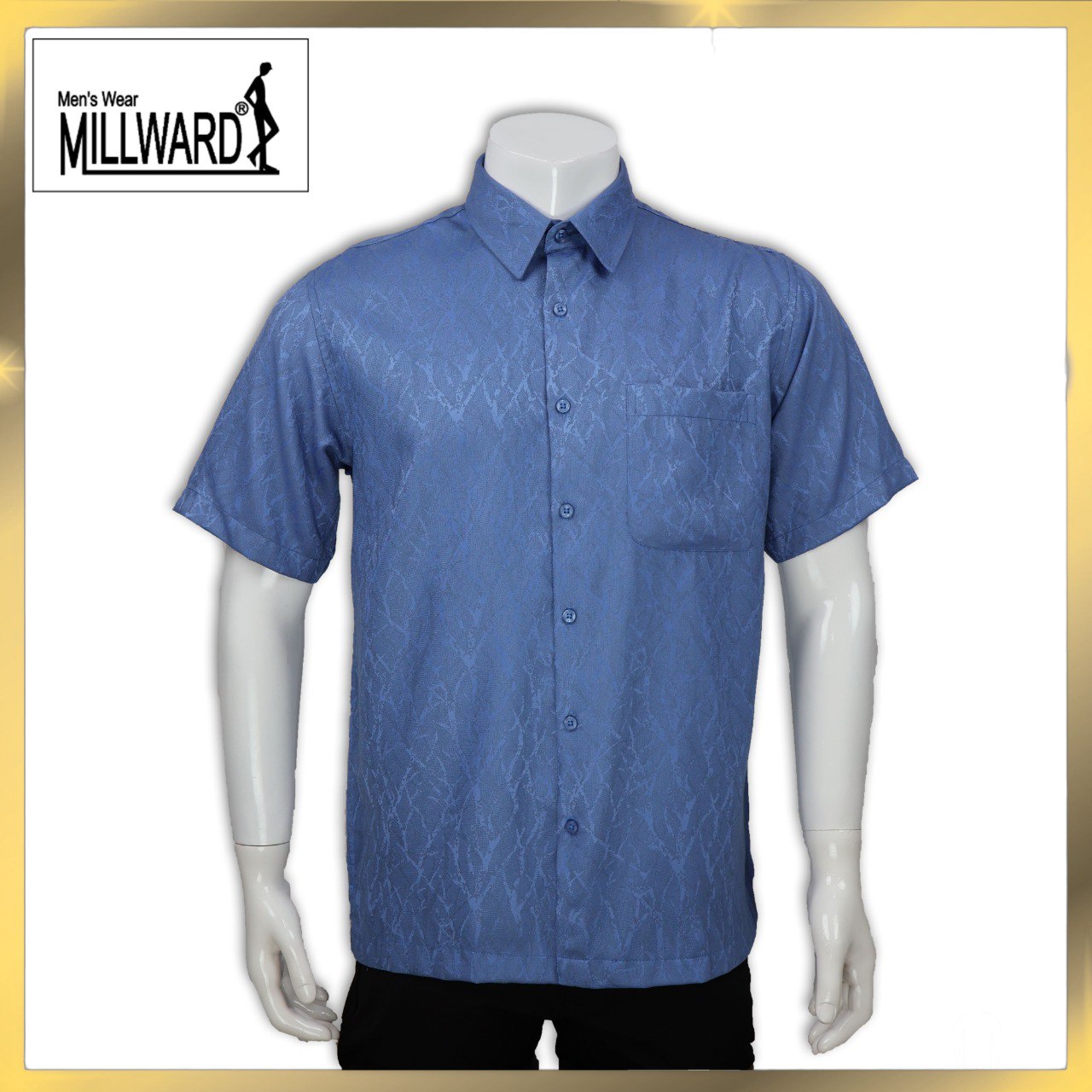 Brand Millward Men's Shirt Short Sleeve [RegularFit] / Kemeja Lelaki Lengan Pendek ) [RegularFit] (Medium Blue)
