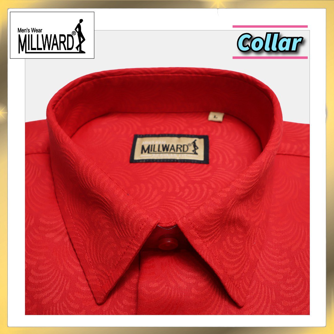 Brand Millward Men's Shirt Short Sleeve [RegularFit] / Kemeja Lelaki Lengan Pendek ) [RegularFit] (Red & Lime)