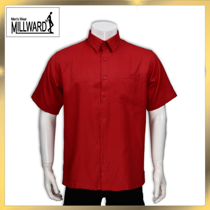 Brand Millward Men's Shirt Short Sleeve [RegularFit] / Kemeja Lelaki Lengan Pendek ) [RegularFit] (Red & Lime)