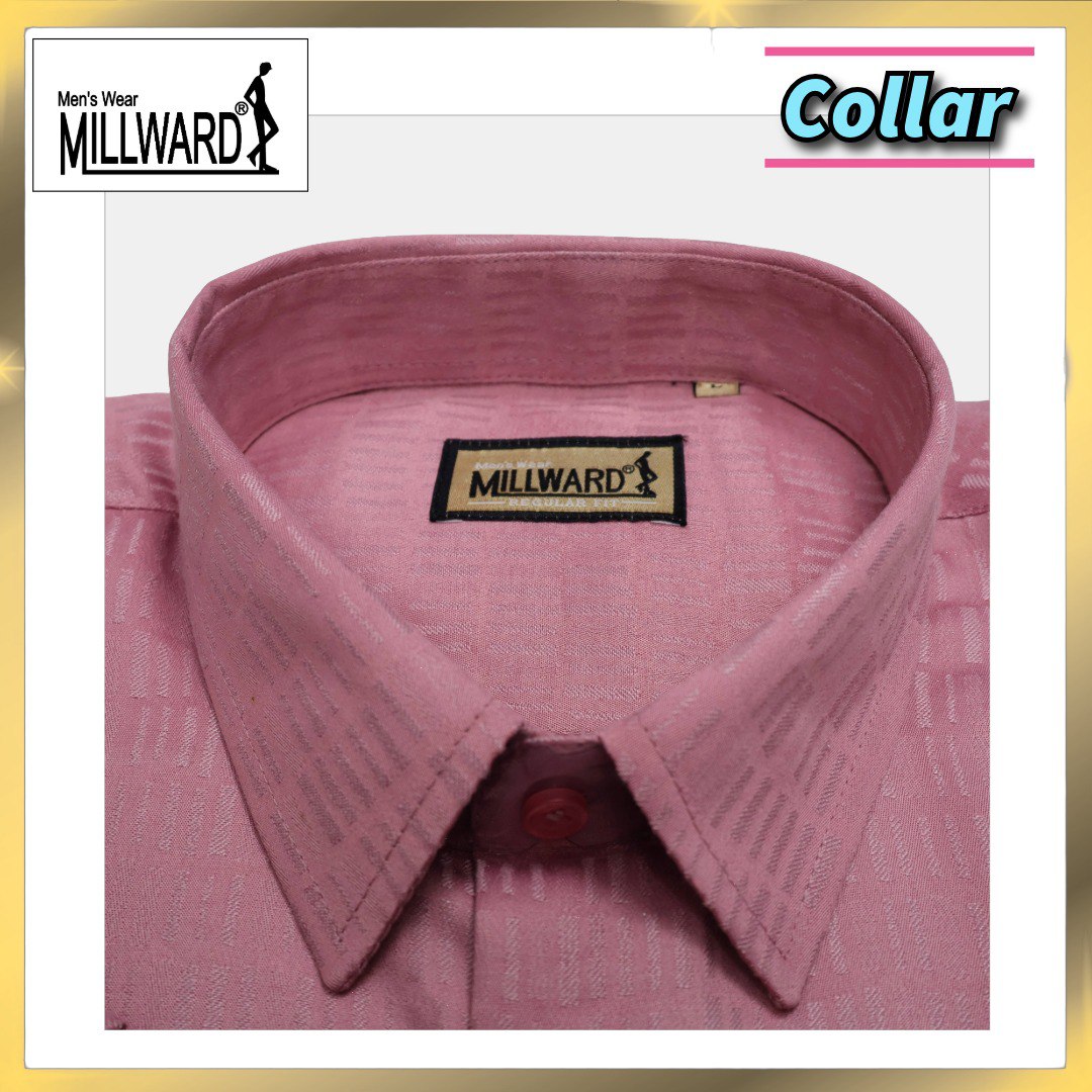 Brand Millward Men's Shirt Short Sleeve [RegularFit] / Kemeja Lelaki Lengan Pendek ) [RegularFit] (Dark Brown & Pink)