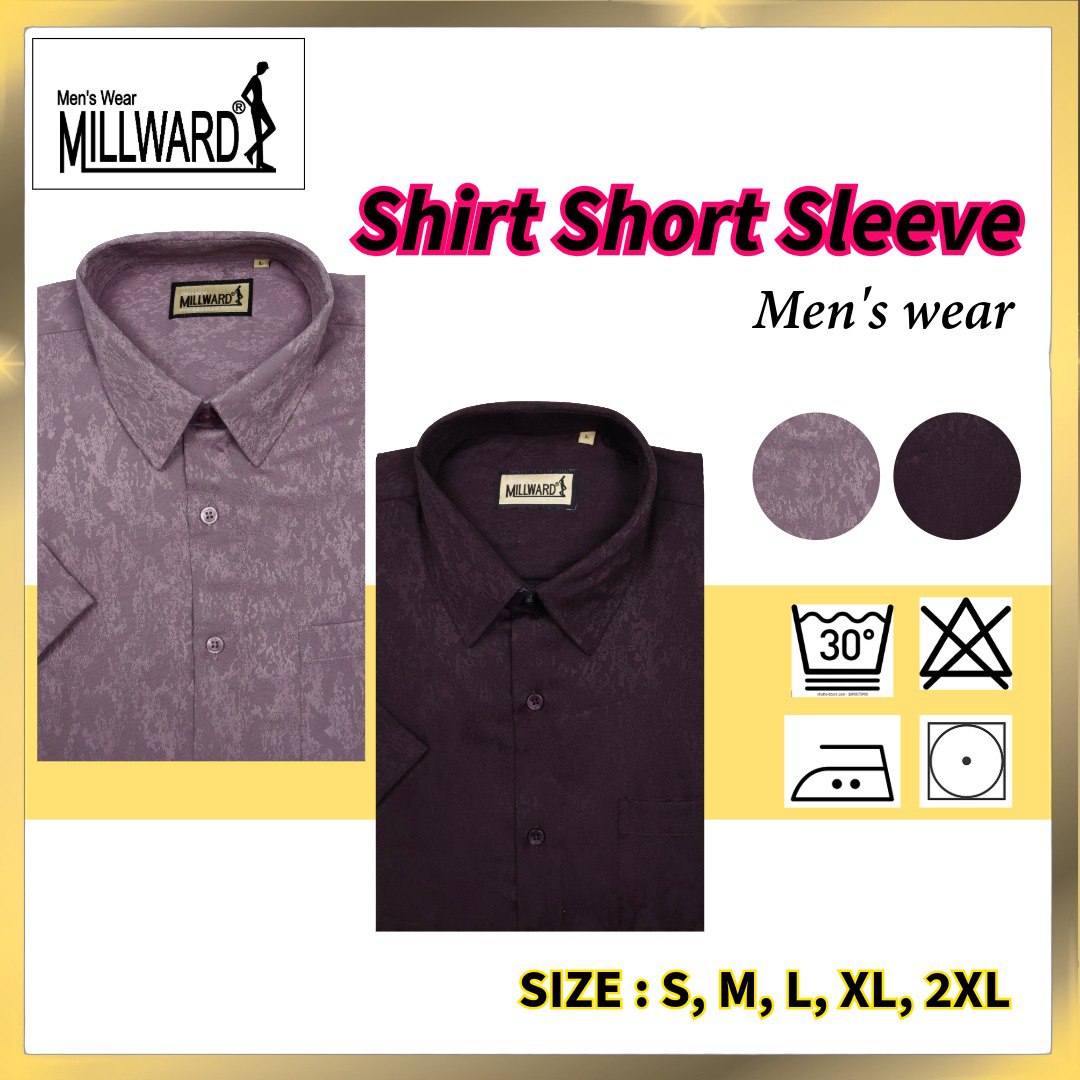 Brand Millward Men's Shirt Short Sleeve [RegularFit] / Kemeja Lelaki Lengan Pendek ) [RegularFit] (Light Purple & Dark Purple)