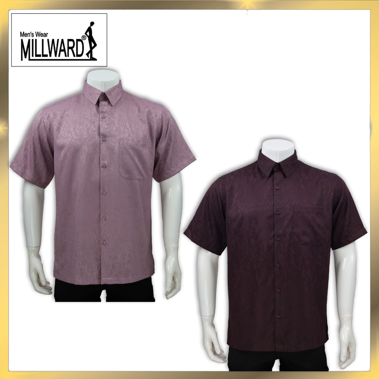 Brand Millward Men's Shirt Short Sleeve [RegularFit] / Kemeja Lelaki Lengan Pendek ) [RegularFit] (Light Purple & Dark Purple)