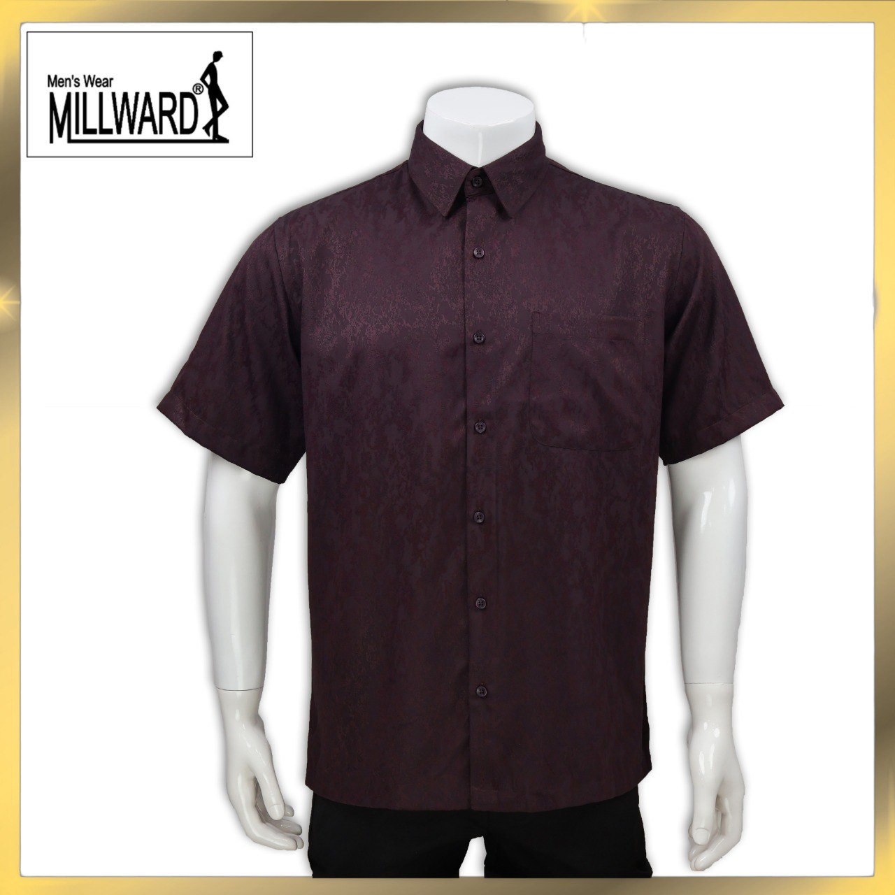 Brand Millward Men's Shirt Short Sleeve [RegularFit] / Kemeja Lelaki Lengan Pendek ) [RegularFit] (Light Purple & Dark Purple)