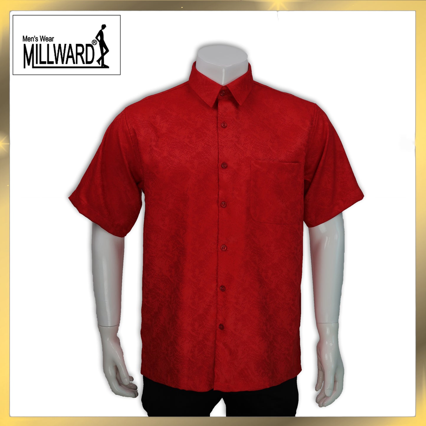 Brand Millward Men's Shirt Short Sleeve [RegularFit] / Kemeja Lelaki Lengan Pendek ) [RegularFit] (Red & Blue)