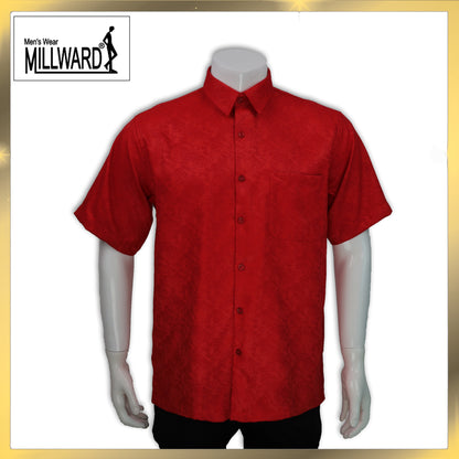 Brand Millward Men's Shirt Short Sleeve [RegularFit] / Kemeja Lelaki Lengan Pendek ) [RegularFit] (Red & Blue)