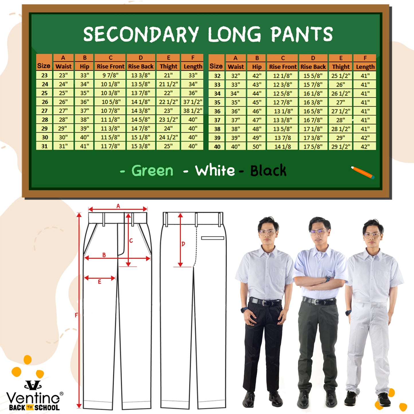 Seluar Panjang Hijau Sekolah Menengah Cutting Biasa with Pleat (SELUAR SAHAJA)
